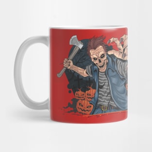 Scary Zombie with Ax Halloween Design Mug